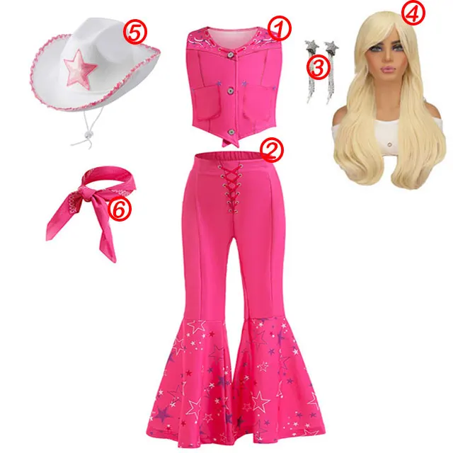 thumbnail image 1 of Disfraz de Barbi de Halloween para niñas, conjunto de ropa Punk de calle Rosa sin mangas con lazo para fiesta, vestido Vintage a cuadros, nuevas películas, 1 of 5