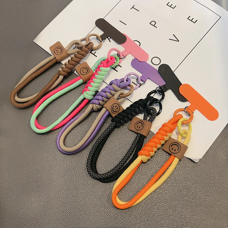 Collision Color Woven Phone Case Keychains Universal Hanging Rope Short Handheld Pendant Keyrings Anti Fall Versatile Wristband