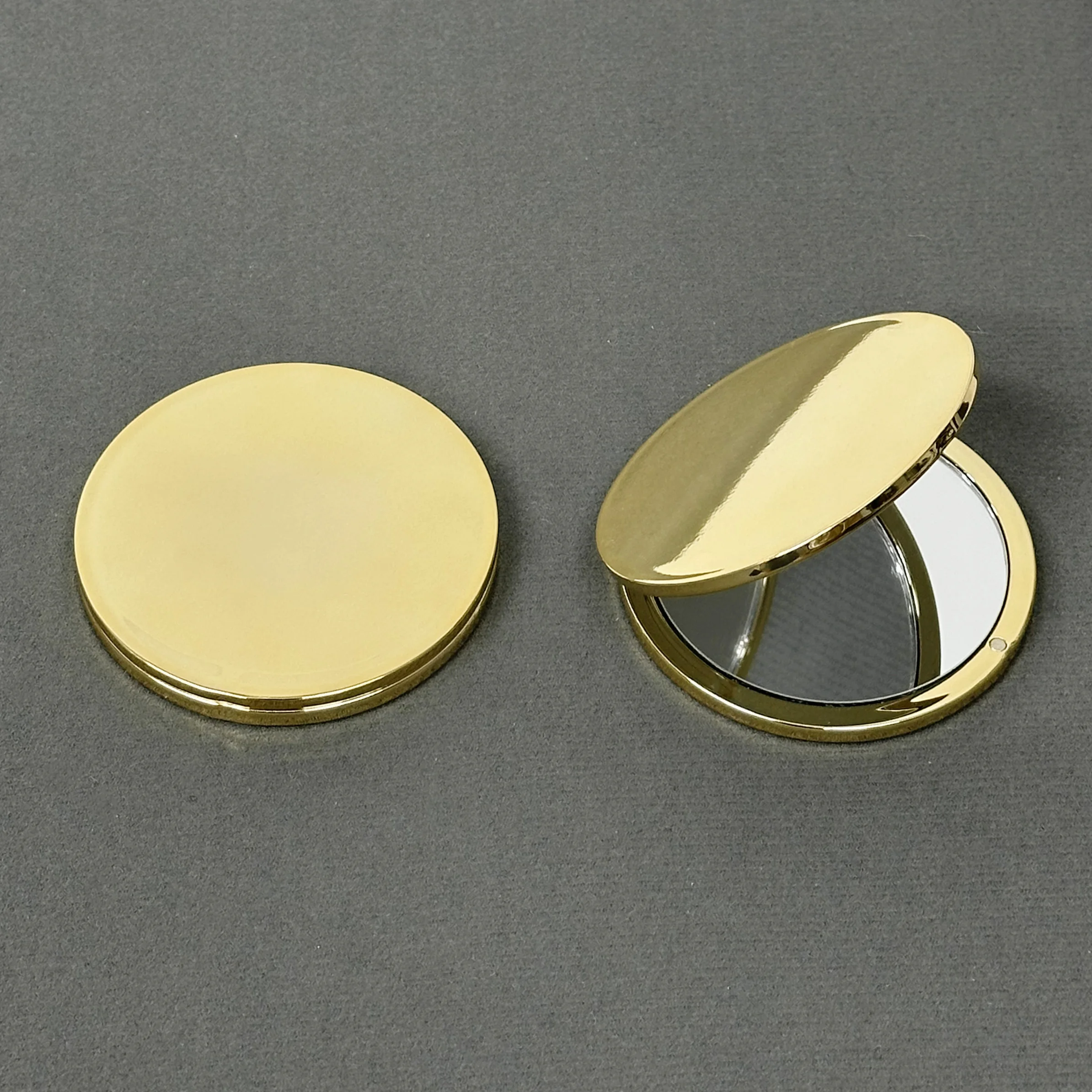 Electroplated Plastic Double Sided Magnetic Compact Mirror Gold Plated Folding Makeup Mirror