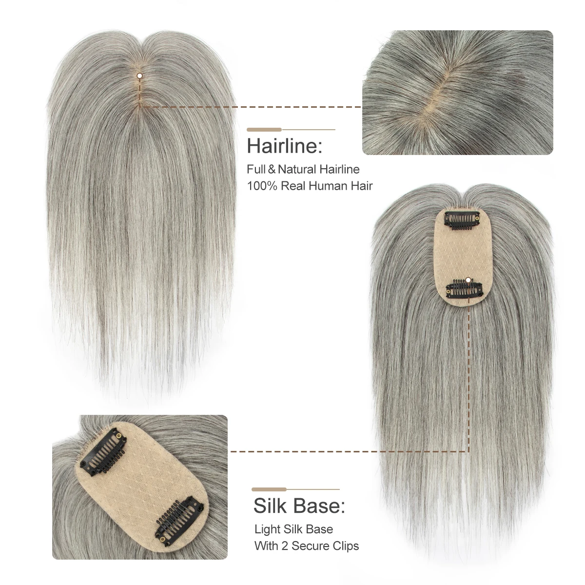20cm 5cm*9cm Echthaar-Toupets für Frauen, Tägliche 3D-Haarteile mit Pony für dünner werdendes Haar, Unsichtbare Haarteile – Detail 13