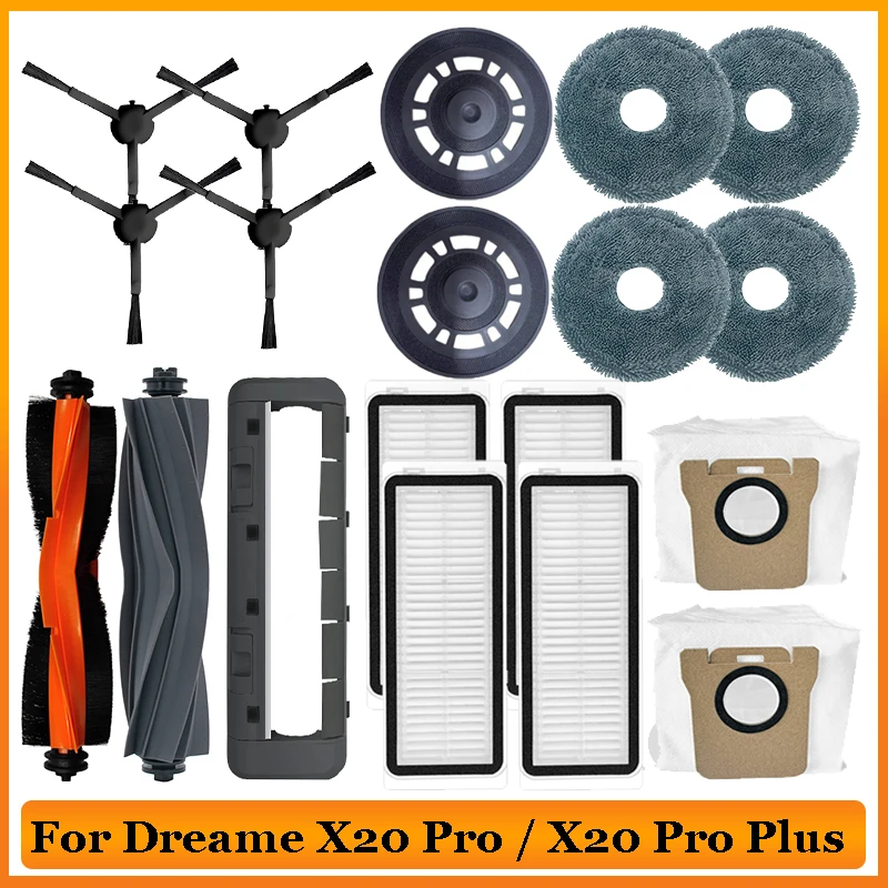 For Dreame X20 Pro / X20 Pro Plus Spare Parts Robot Vacuum Cleaner Replacement Main Side Brush Hepa Filter Mop Pad Accessories