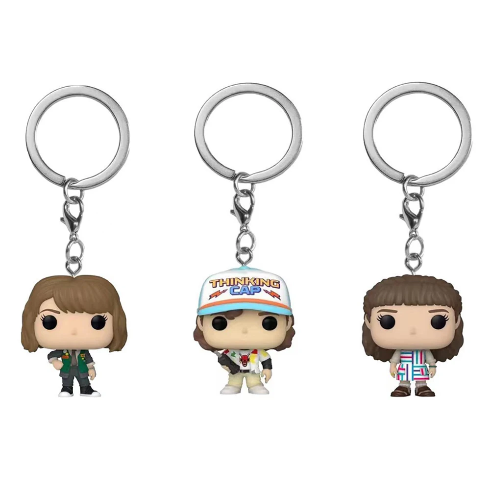 FUNKO Pocket Stranger Things Keychain Funny Dustin Robin Eleven Doll Birthday Collection Keychain Holiday Backpack Pendant Gift 5