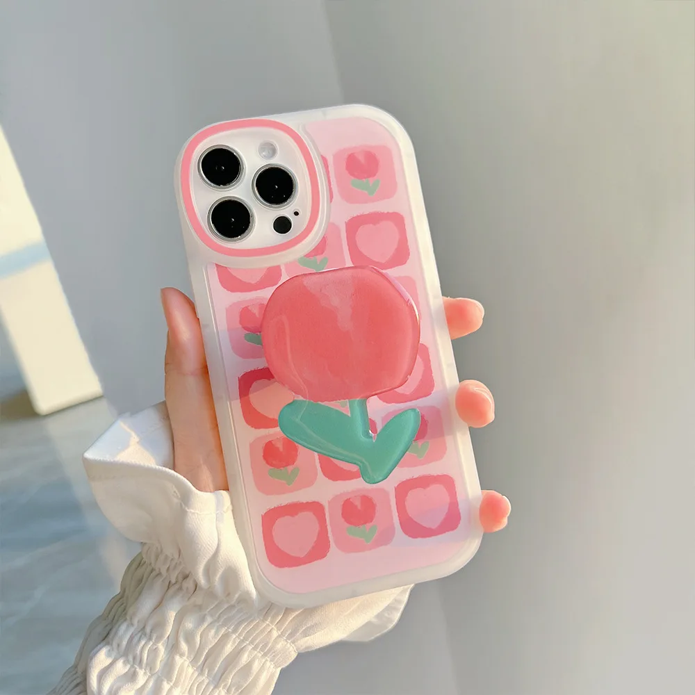 Cartoon Tulip Flowers Shockproof Phone Case - Protective and Stylish Cover