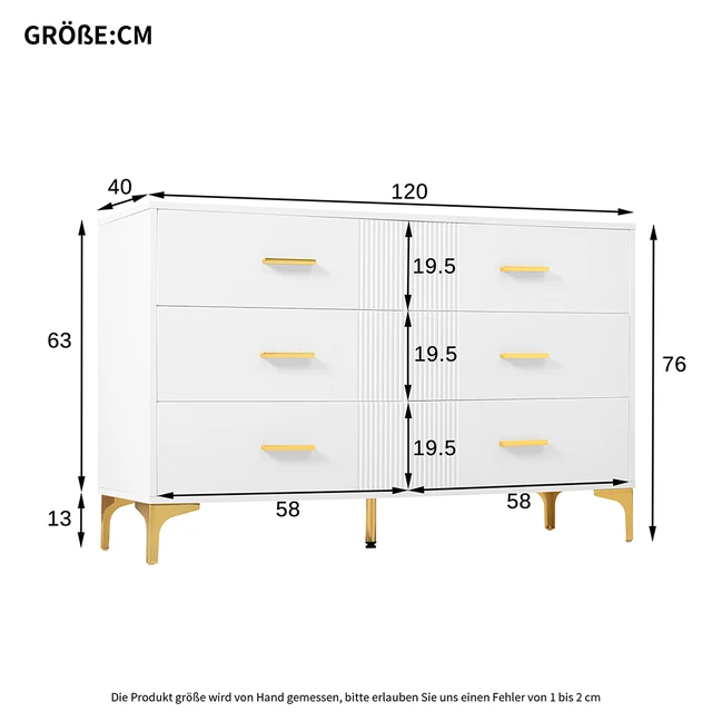 KOMHTOM chest of drawers with 6 drawers White door
