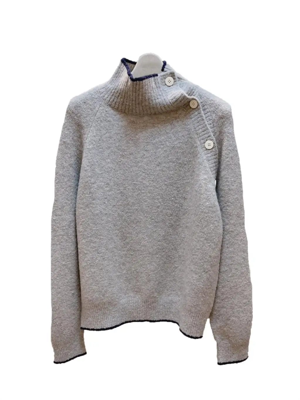 

High neck button sweater fashion casual simple comfortable versatile 2024 fall and winter new 1205