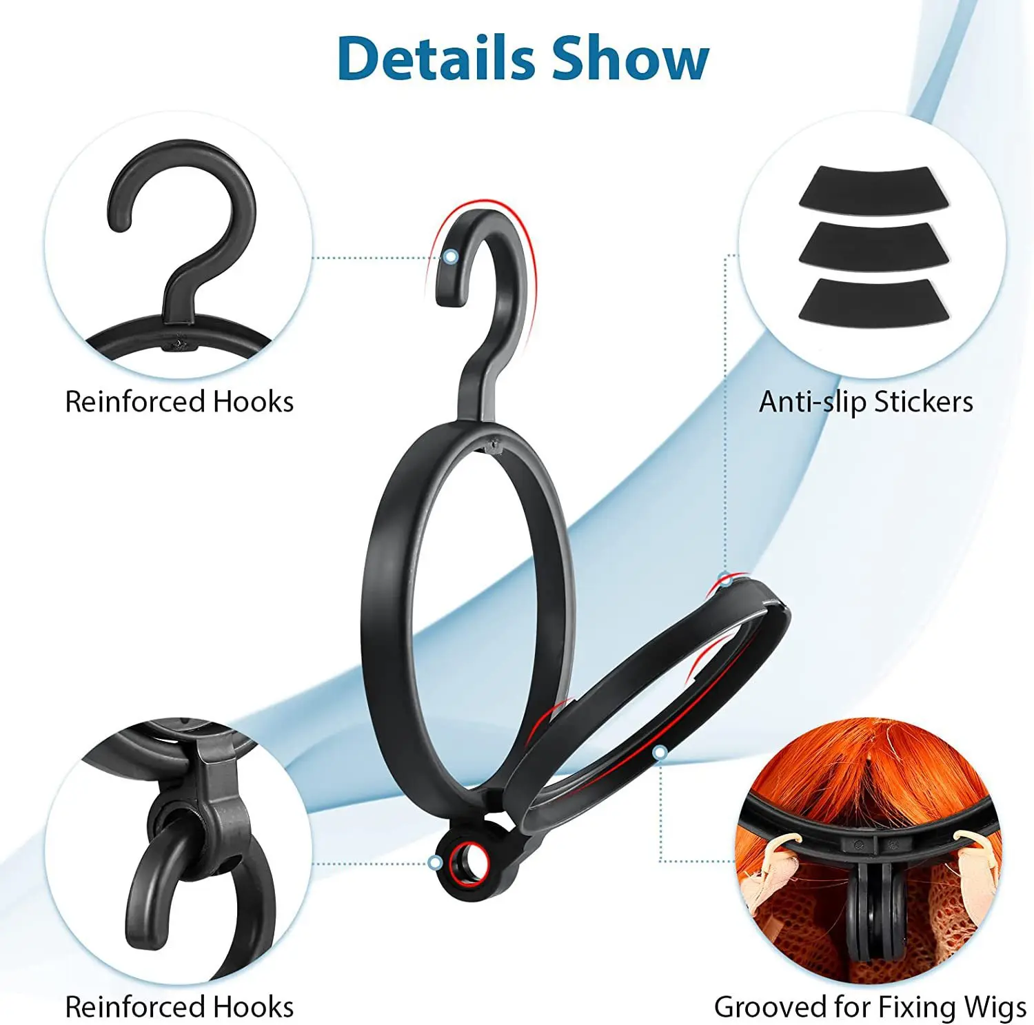 Peruca portátil Display Stand, Peruca Hanger Stand para várias perucas, stand de secagem, secador de peruca de plástico, 4 pcs