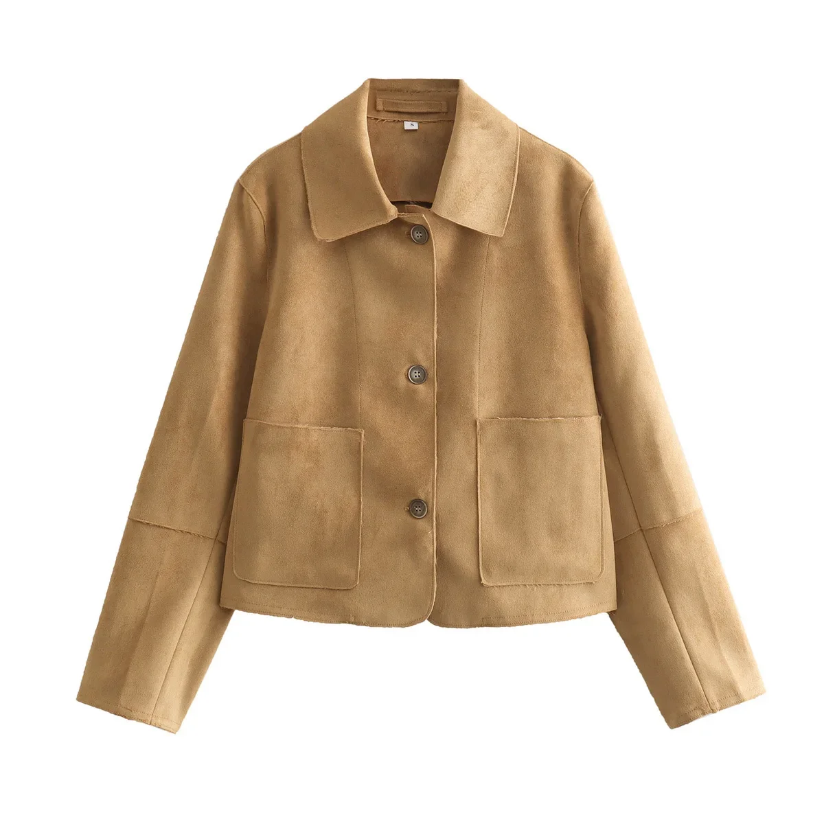 

Women 2024 New Fashion chamois Coat Vintage Long Sleeve button Female Outerwear Chic Overshirt