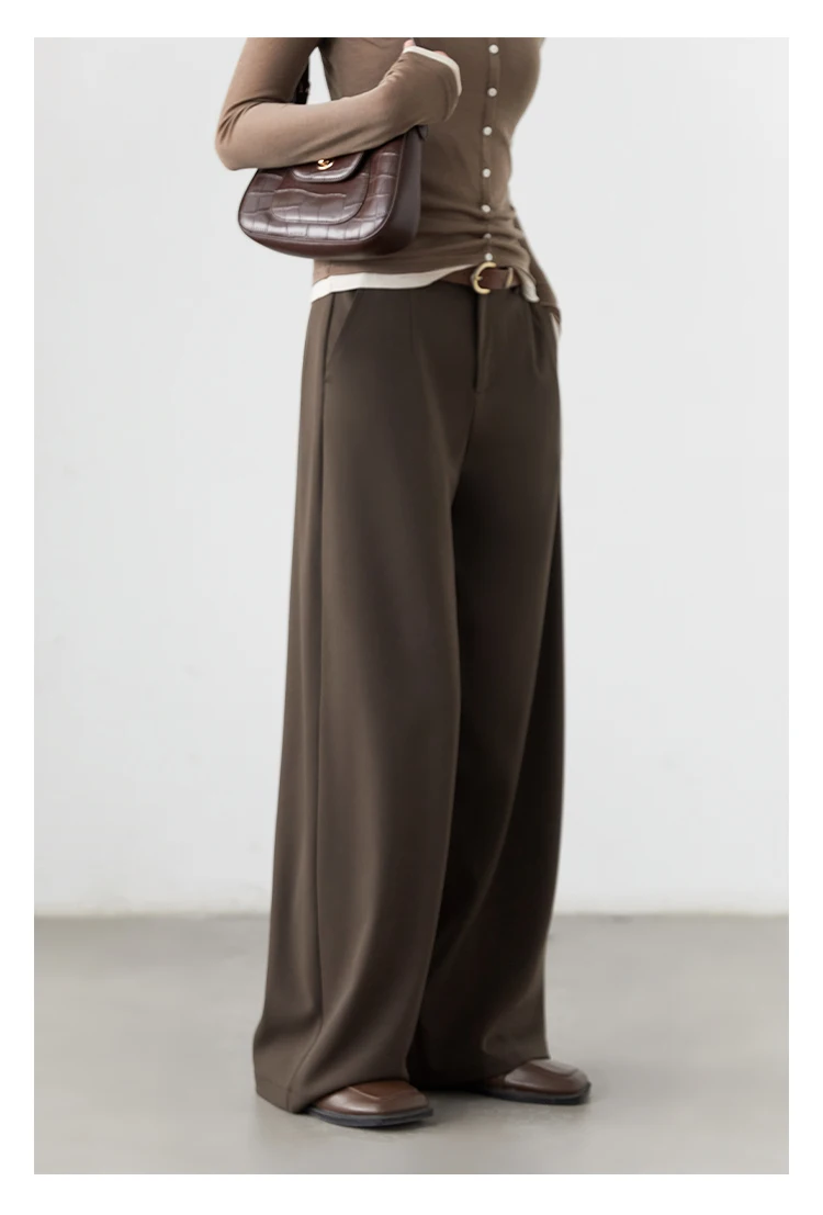 CHIC VEN Women Pants Solid Casual Slim Straight Leg Suit Wide Leg Ladies Trousers Spring Autumn 2025 Clothing for Woman
