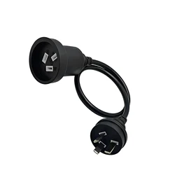 Compact 15A to 10A EV Charger Adapter with 20CM Cable - Durable AU Plug (Black)