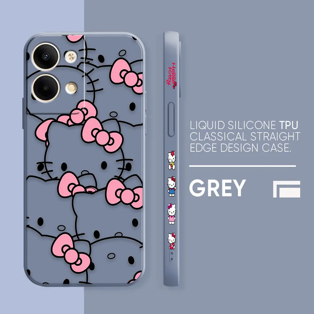 thumbnail image 1 of Case For OPPO RENO 10 8 8T 7 6 5 4 3 LITE 5G PRO PLUS Colour Simple Liquid Silicone Case Cover Funda Pink Hello K-Kitty, 1 of 5