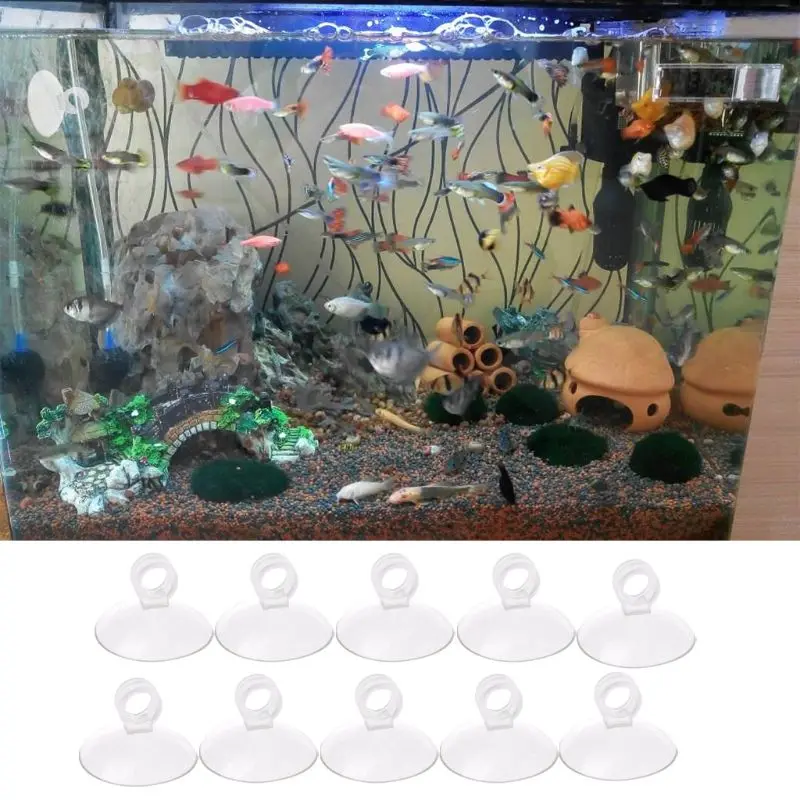 10-Pack Aquarium Suction Cups with Unremovable 7mm Dia Clip Clear Soft Plastic Sucker for Fixing Fish Tank Hose
