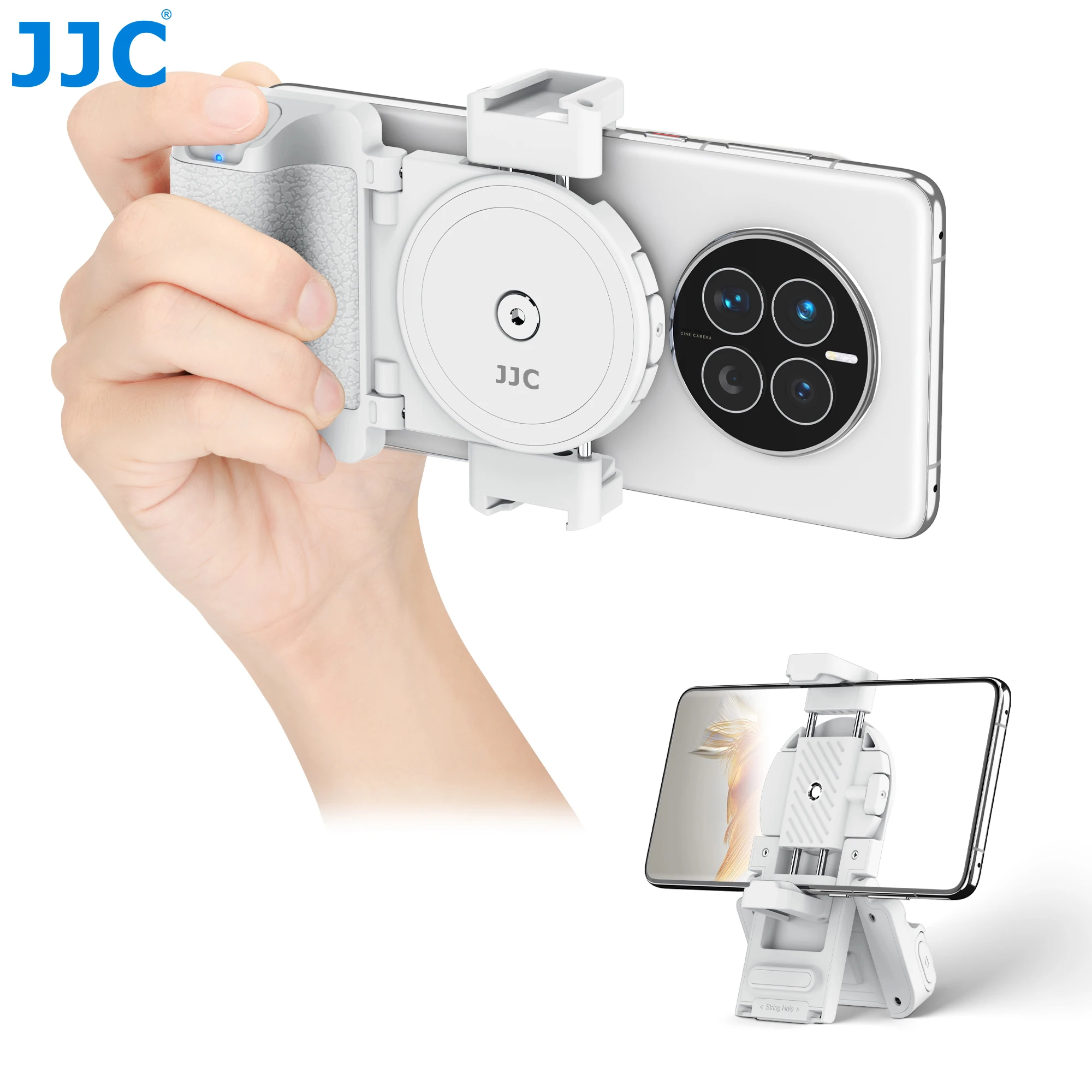 JJC Smartphone Camera Shutter Remote Handle Grip with Detachable Wireless Remote Control for iPhone Samsung Video/Photo Shooting