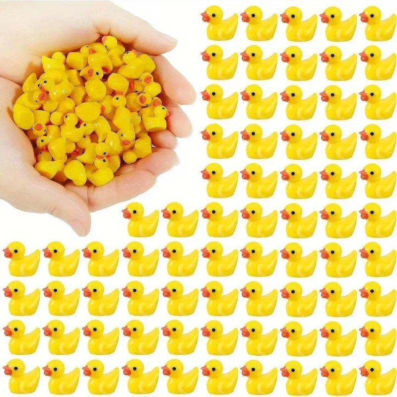 50/100Pcs Resin Mini Duck Miniature Figurines Ornaments Decor Yellow Animal Garden Crafts Tiny Duck Landscape Plants Fairy