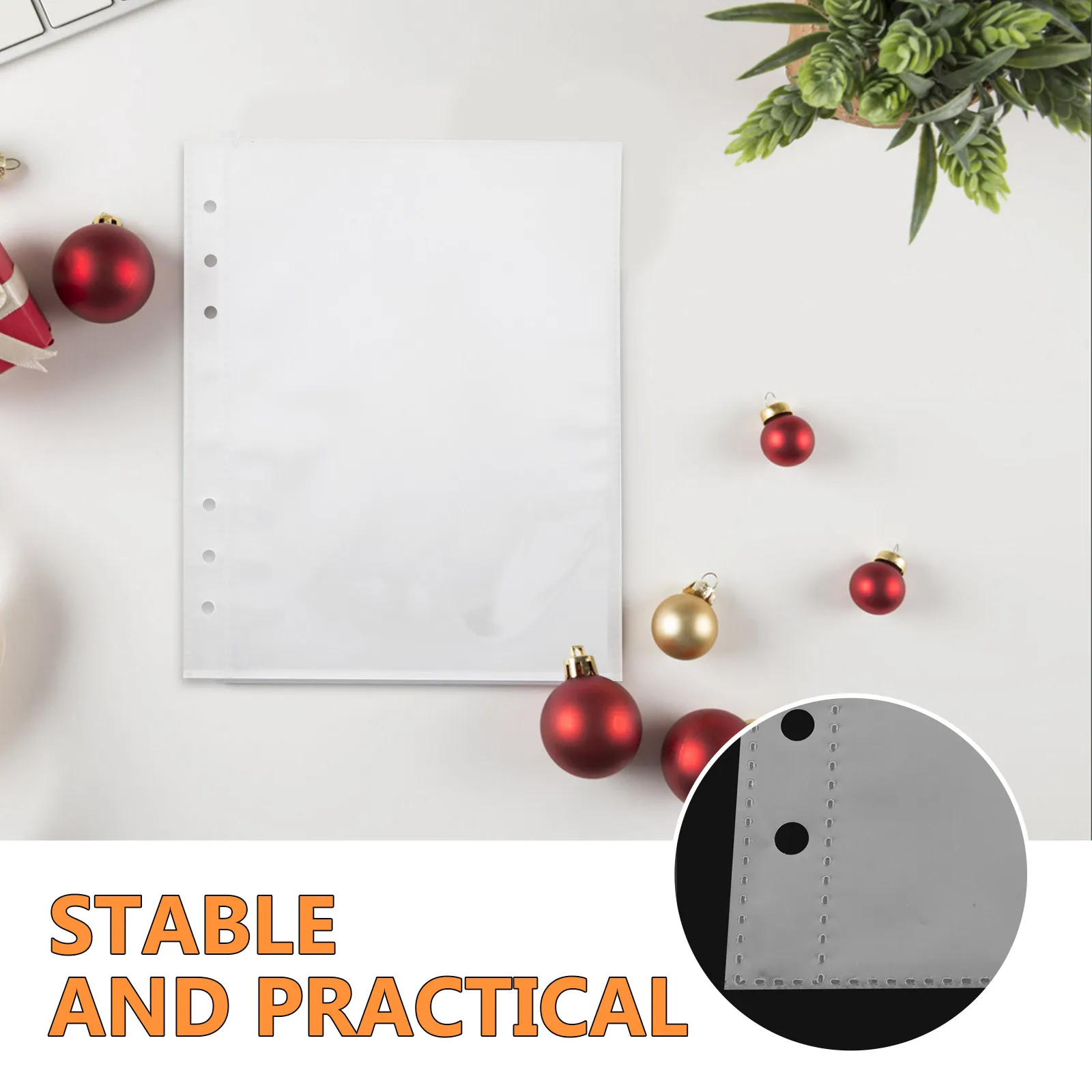 50개 A5 바인더 포켓 인서트 투명 플라스틱 슬리브 6링 시트 프로텍터 양면 사진 앨범 정리함 (가정 및 사무실용)