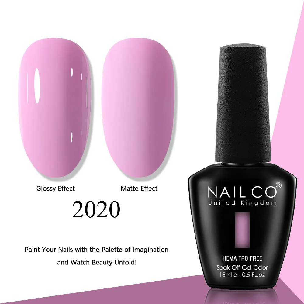 NAILCO Gel Nail Polish Pink Collection - 15ml Glitter & Nude UV LED Gel Varnish Set