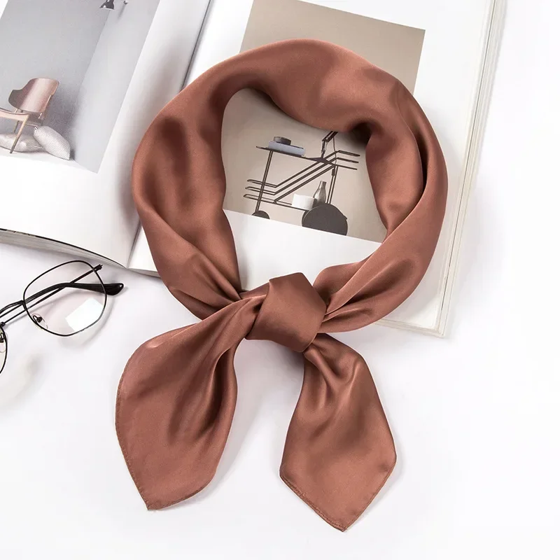 Satin Scarf Women 70cm Solid Color Smooth surface Head Scarves Square Fashion Neck Accessories for Ladies Bag Scarf