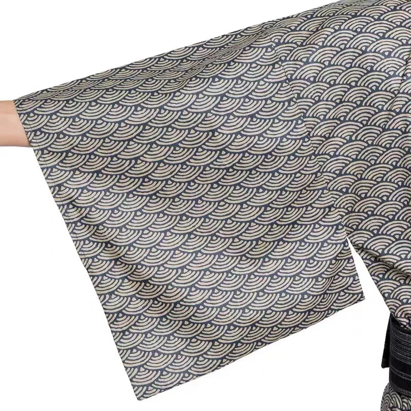 NEW Japanese Traditional Samurai Kimono For Man Retro Yukata Bathing Robe Hekoobi Loose Sauna Wear Homewear Belt Long Gown