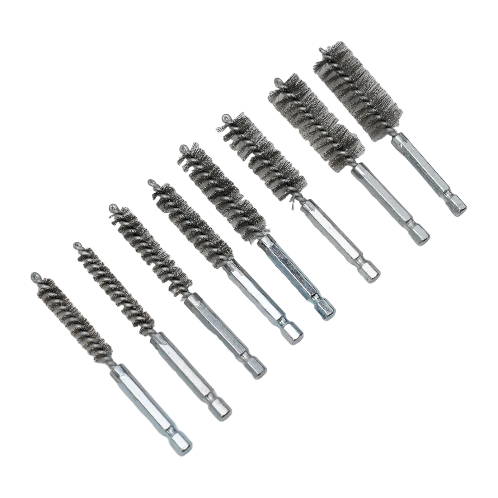 New Practical Drill Brushes Removing Paint/rust Silver Stainless Steel 100mm/3.9Inch 6.35mm (1/4Inch) 8pcs/Set