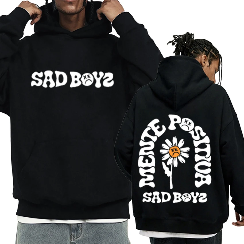 Singer Junior H Sad Boys Flower Graphic hoodie Men Women Casual Fashion Fleece Long sleeve Sweatshirts Unisex Oversized tops