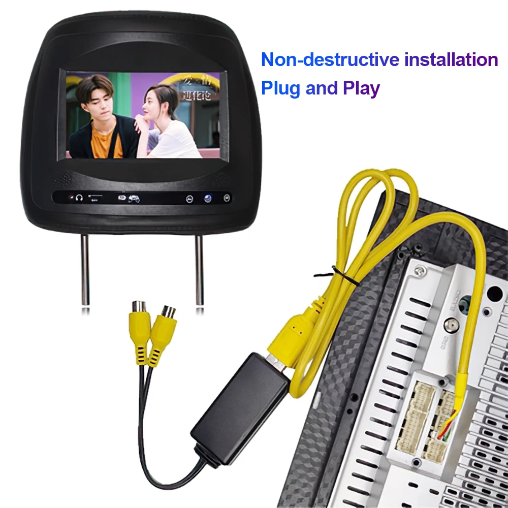 LEHX USB Interface To RCA HDMI Video Out Adapter Connect Headrest Monitor for Car Radio Android System Player 2 DIN Stereo DVD