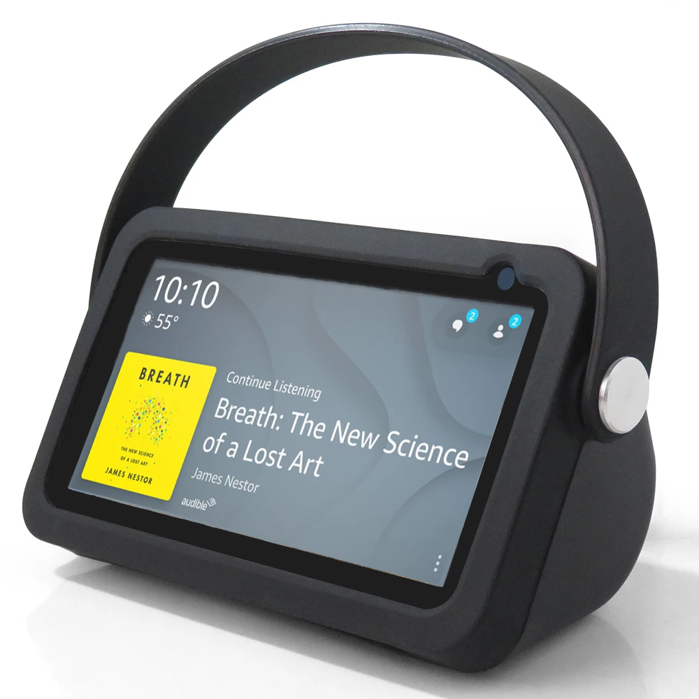 Custodia Protettiva In Silicone Per Echo Show 5 (1A E 2A Generazione) Custodia Morbida Lavabile Antipolvere Design Cinturino Nero Bianco Spedizione Ve