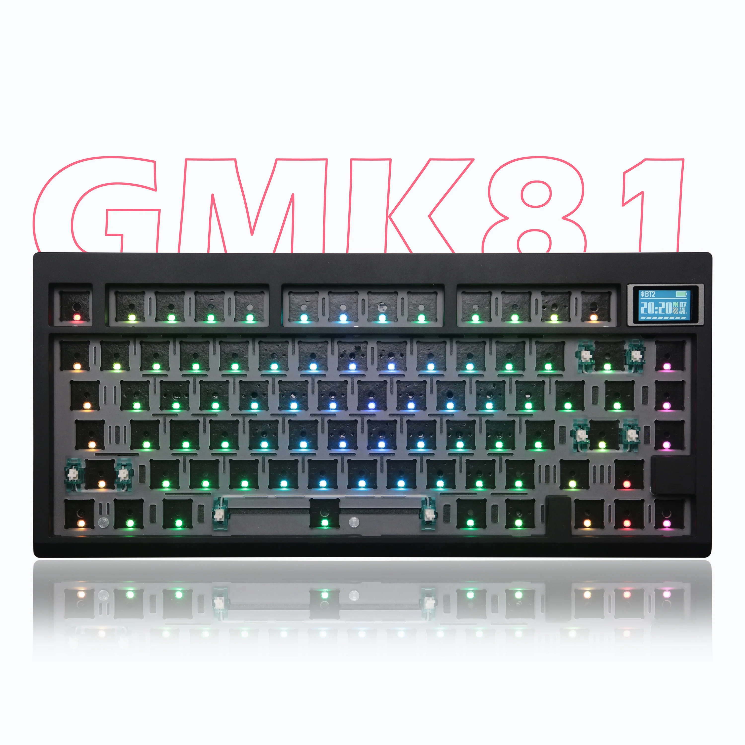 Kit de Teclado Mecânico Hot-swappable Bluetooth 5.0 2.4g Wireless Rgb Backlit Suporte Montado na Junta Via Personalizado Gmk81