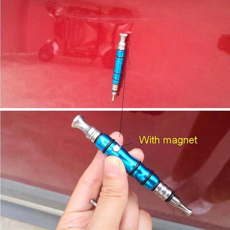 

1pc Blue Titanium Alloy Leveling Pen with Magnet Car Dent Repair Tool