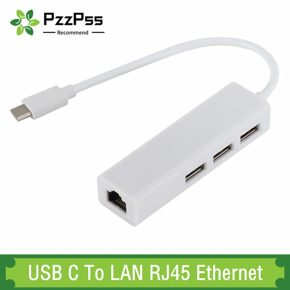 Usb 3.1 tipo c para Ethernet Adaptador de Rede Lan Splitter para Macbook Pro Laptop Portas 100mbps Rj45 Usb 3.1