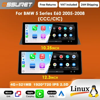 Radio para Auto con Carplay Linux 5.4, 1920*720, para BMW Serie 5 E60 2005-2010, Reproductor Multimedia de Video CCC CIC, T113-i, Doble Núcleo, USB, BT, Mirror Link, Unidad Principal de 10.25/12.3 Pulgadas 1