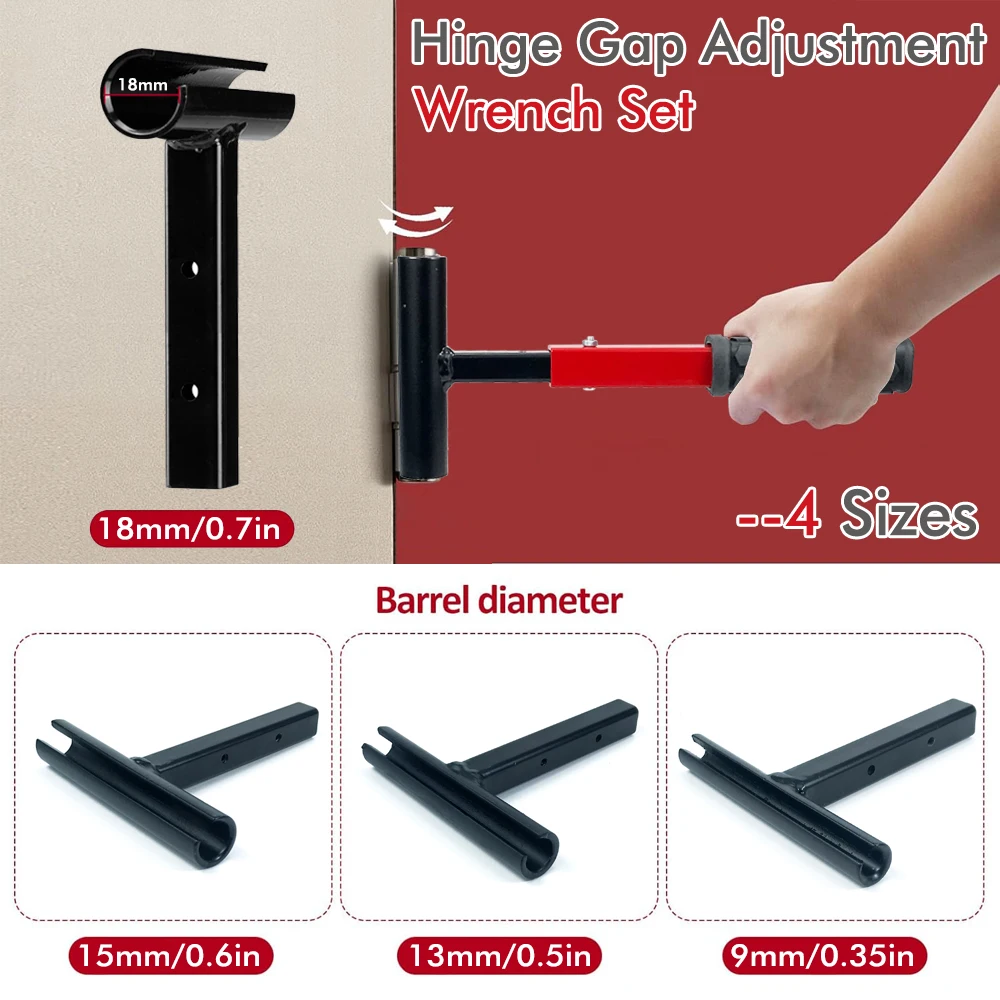 Door Hinge Wrench Kit 9/13/15/18mm Precision Tool Set With Replacement Wrench Heads Door Hinge Adjustment