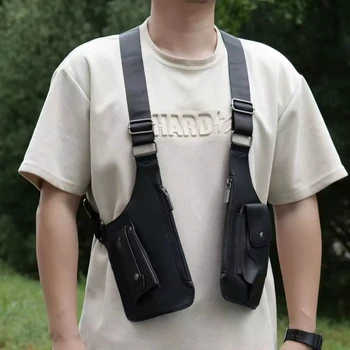 Zaino Tattico Retrò in PU per Uomo, Antifurto, Impermeabile, Design a Doppia Spalla, Multi Tasca, per Campeggio, Escursionismo e Uso Quotidiano
