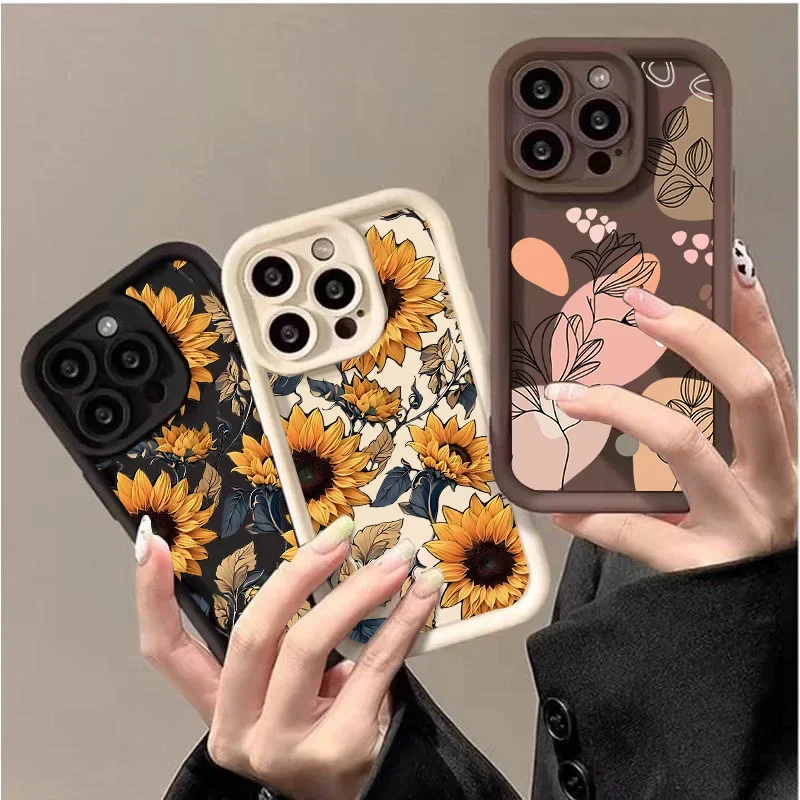 Retro Sunflower Floral Print Phone Case Cover
