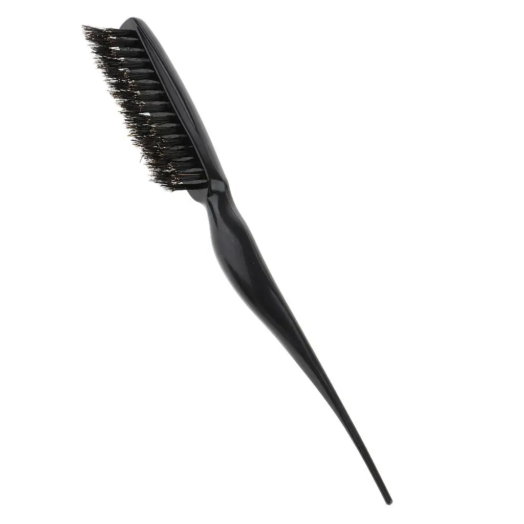 Salon Comb Hair Teasing Brush Plastic Handle 3 Rows Back Comb Natural Boar Bristle