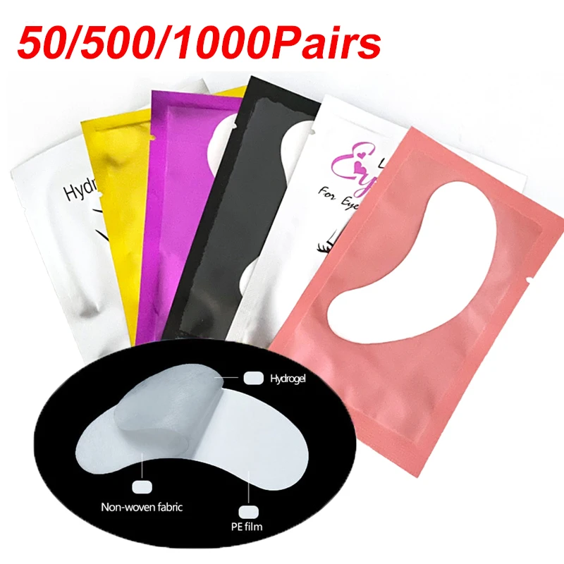 50/500/1000pcs Wholesale Hydrogel Eye Patch for Building Eyelash Extension Under Eye Pads Grafted Lash Stickers Beauty Tools