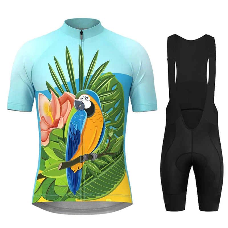 Men's Hawaiian Banana Print Cycling Jersey Sets Summer Short Sleeve Bicycle Clothing Maillot 19D Bib Shorts Clothes Shirt Suit 3