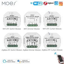 MOES-Módulo de interruptor inteligente ZigBee, regulador de intensidad ideal para utilizar en cortinas, control de voz por aplicación remota, compatible con Alexa y Google Home