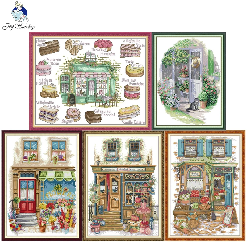 Freude Sonntag Kleidung Blumen geschäft Muster gezählt Kreuz stich Kits DIY 16/14ct gestempelt Stickerei Handarbeiten Sets Wohnkultur