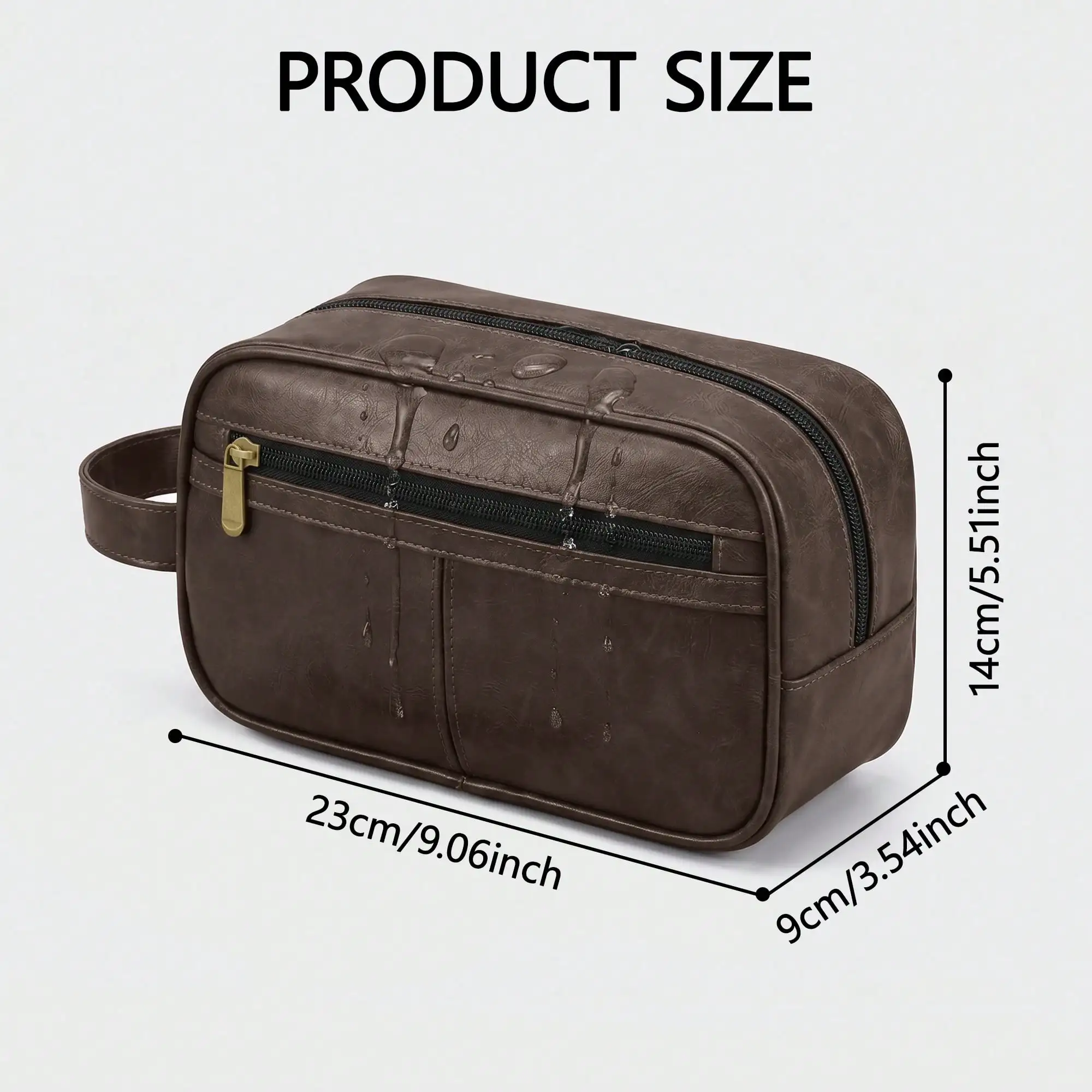 Retro Waterproof Leather Travel Toiletry Bag - Handheld Personal Care Organizer and Journey Essentials Gift
