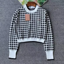 

New Plaid Woman Sweater Pull Pour Femmes Knitted Wool Maje Femme Sweaters Top Quality Spring Autumn Casual Fashion Sweater