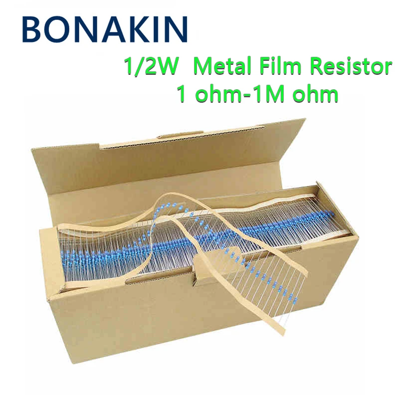 50pcs 1/2W Metal film resistor 1R~2.2M 100R 220R 330R 1K 1.5K 2.2K 3.3K 4.7K 10K 22K 47K 100K 100 220 330 1K5 2K2 3K3 4K7 ohm 50pcs 2w metal film resistor 0 1r 2 2m 1% 10r 22r 47r 100r 330r 1k 4 7k 10k 47k 100k 330k 470k 1m 2 2m ohm