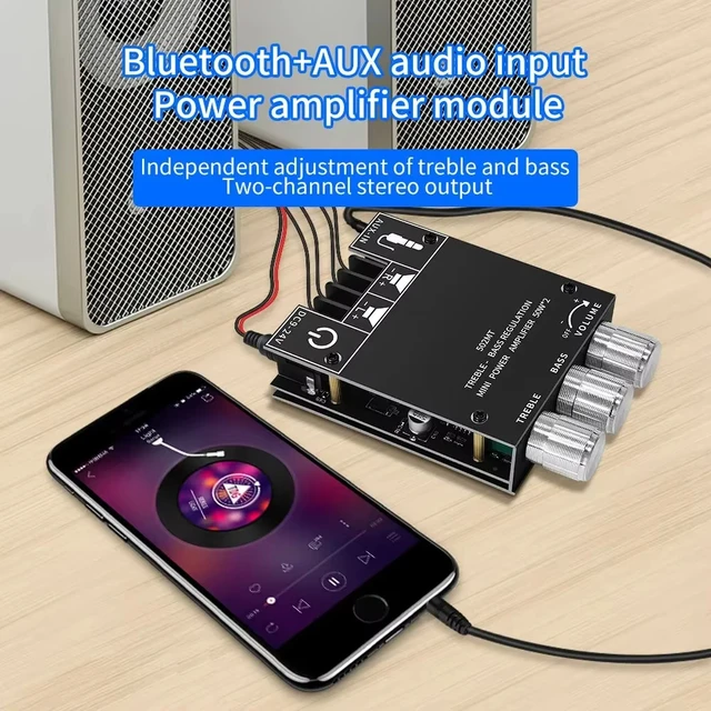 Bluetooth 5.0 Subwoofer Amplifier Board 2.0 Channel High Power Audio Digital HIFI Stereo Amplifier Board 2X50W Bass AMP ZK-502MT