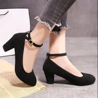 Women'S High Heels Round Toe New Fashion Shoes Thick Heel Pink Woman Shoes Elegant And Comfortable Ladies  Zapatos De Mujer 1