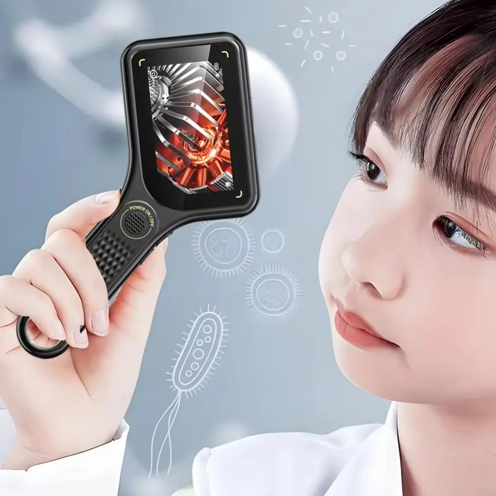 500X 휴대용 디지털 현미경 충전식 3인치 IPS 스크린 미니 어린이 광학 현미경 8 LED 조명 카메라