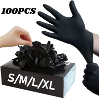 Gants jetables en Nitrile noir, pour le travail, sans Latex, pour le nettoyage de la maison, tatouage mécanique texturé, teinture pour cheveux, beauté, 10/20/50/100 pièces 1