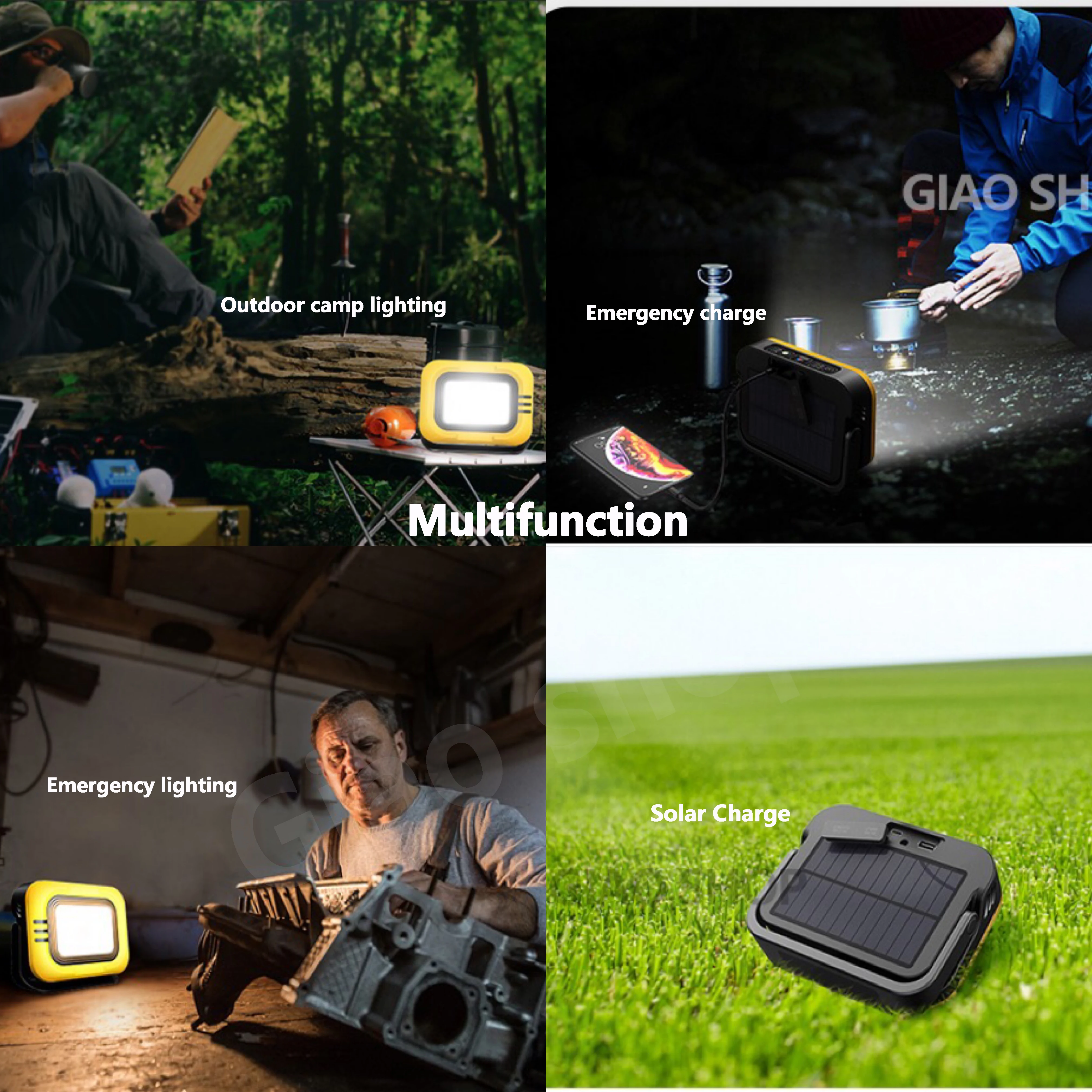 1200LM Solar Camping Light Rechargeable Work LED Powerful Outdoor Fishing Lantern Magnetic Emergency Bulb 5V2A Fast Charging led flashlight camping lamp led work light camping lights work light