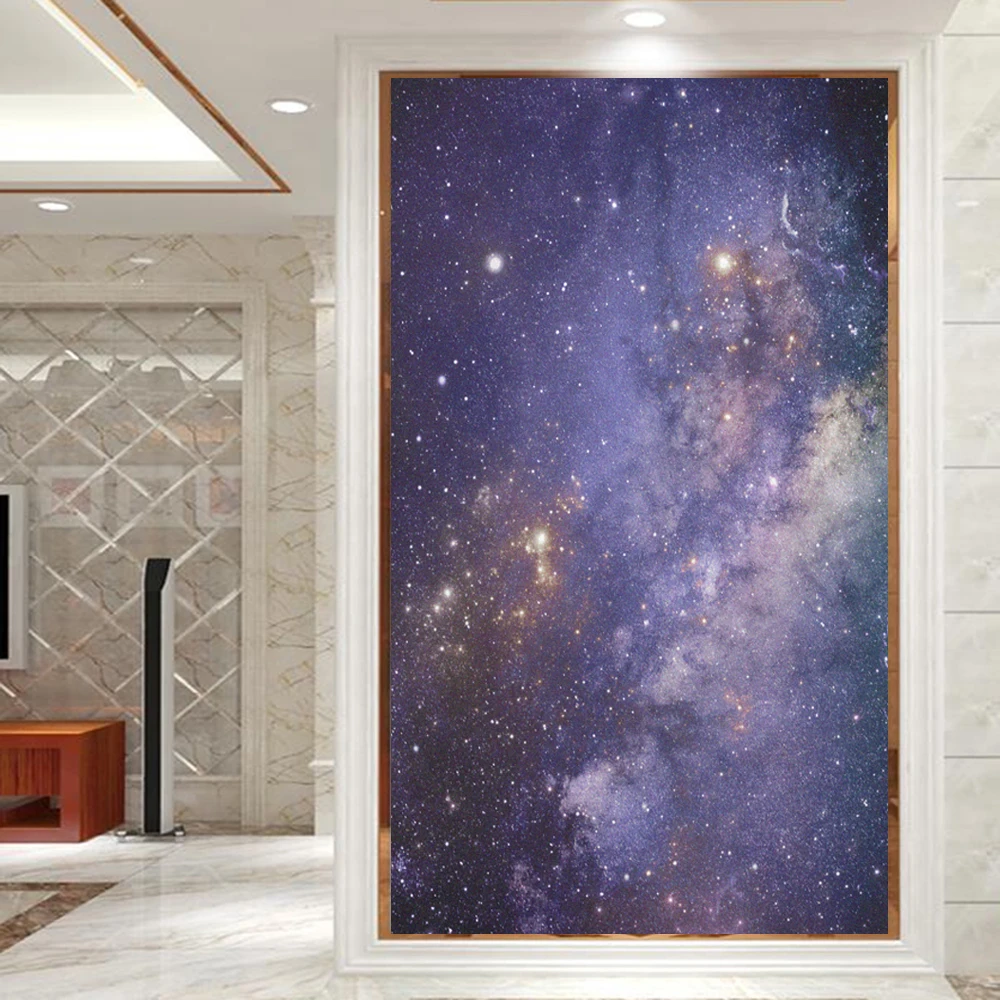 Galaxy Decorative Pattern Window Privacy Film UV Blocking Heat Control Window Covering Static Cling Sticker