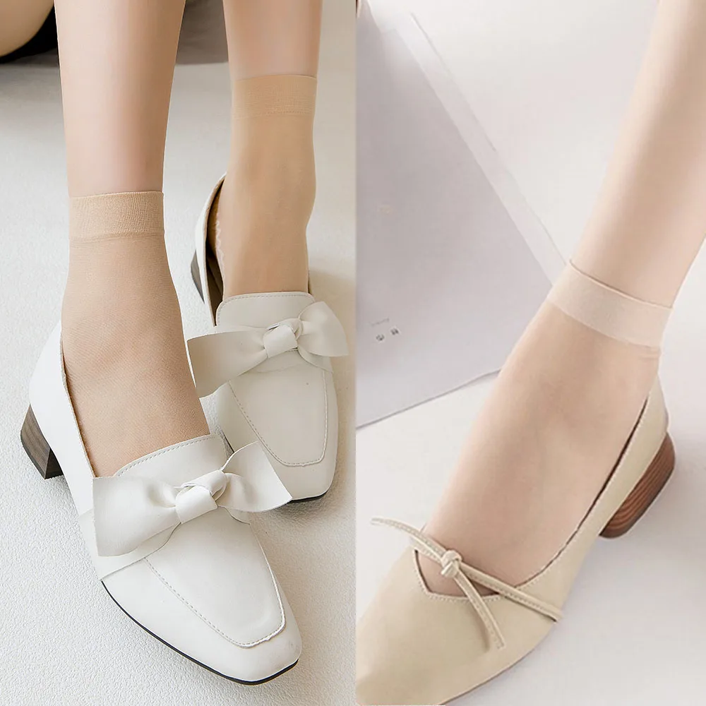 10/30pairs Women Silk Sock Anti-snagging Summer Transparent Socks Cotton Sole Non-slip Seamless Thin Nylon Socks Breathable Sock