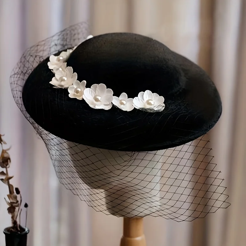 Hair Accessories Bridal Hair Accessories Hepburn French Veil Flower Hat Bridal Headwear Studio Accessories