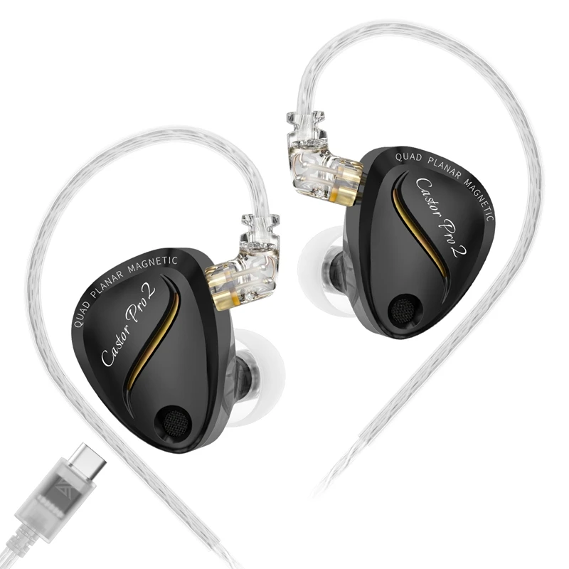 Black KZ Castor Pro 2 with USB-C cable