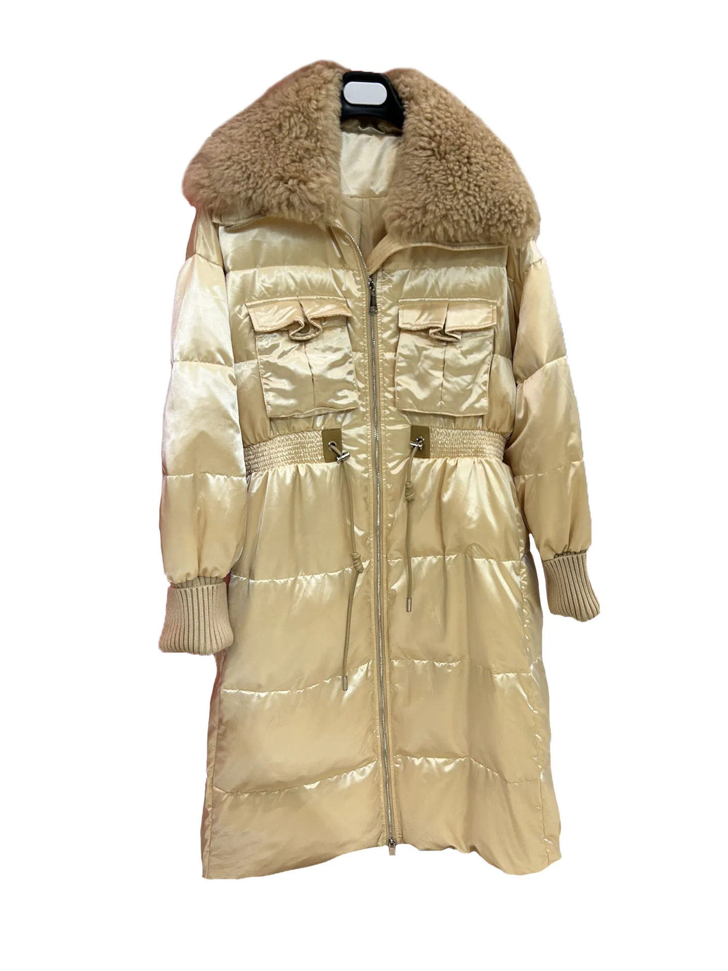 

Down jacket lapel long loose shape zip design warm and comfortable 2023 winter new 1218